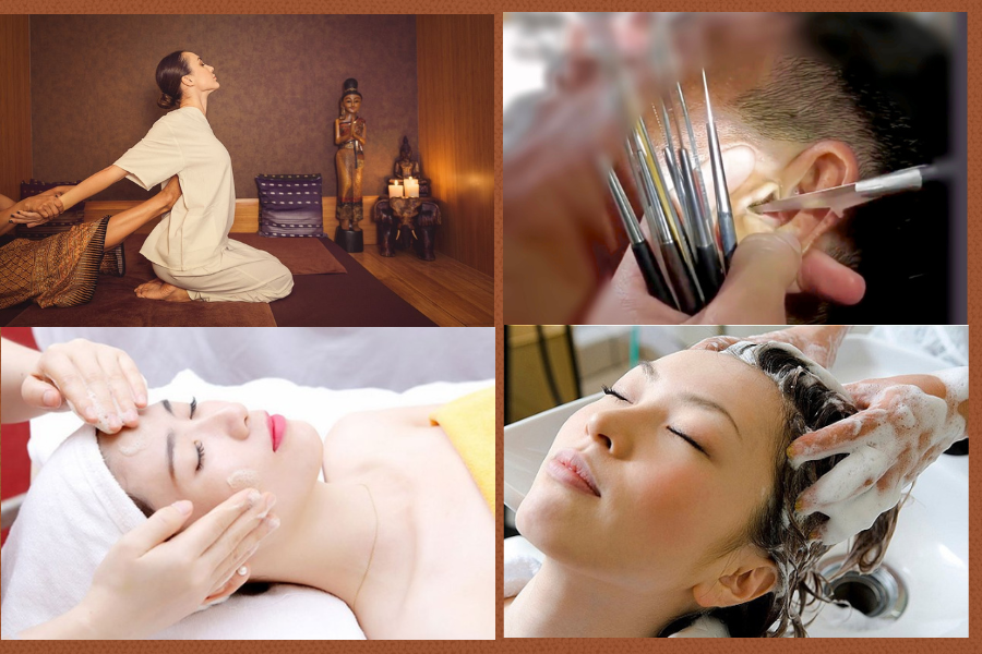 Shampoo+Hotstone facial massage+ear cleaning+neck+shoulder and back massage +foot massage+nail care 90min